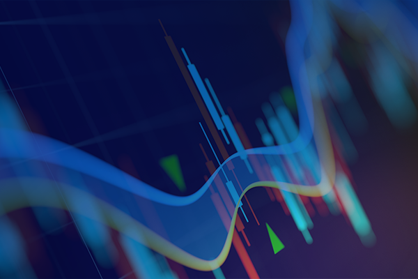 Close-up view of stylized lines, points and other features that suggest data plotted on an electronic chart.