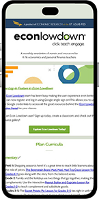 View of the Econ Lowdown Newsletter in mobile device | St. Louis Fed